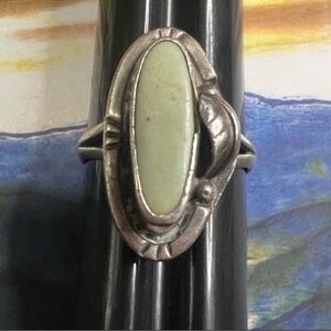 Genuine Sterling Silver .925 Natural Native American Turquoise Feather Ring